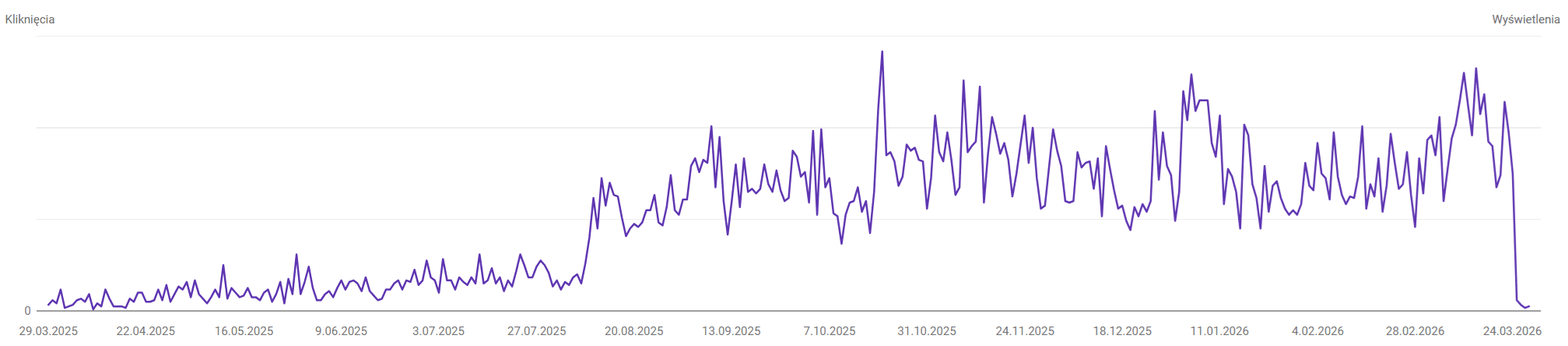 przykład domeny ukaranej w marcu 2026 za SPAM wg. Google